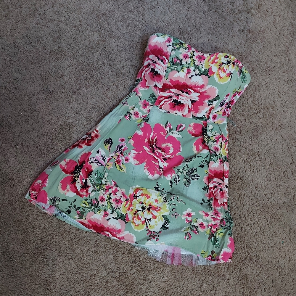 Floral Pastels Strapless Mini Dress